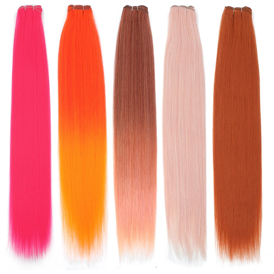 Orange Bone Straight Hair Bundles 24-32 Natural Weaving Bio Synthetic Bug Fancy