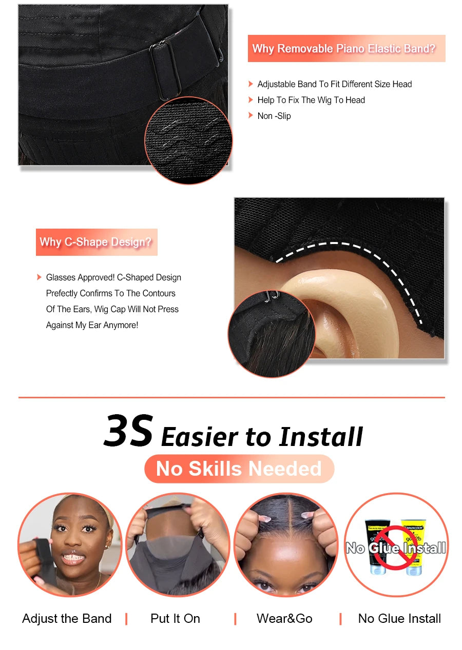 9x6 Ultra Fitted Glueless Wig Human Hair, 250% Real HD Lace Frontal