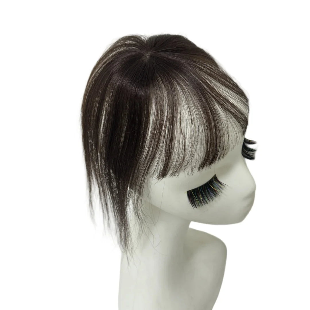 100% Human Hair Bangs Fringe Straight Toppers Wispy Natural Scalp False Loss