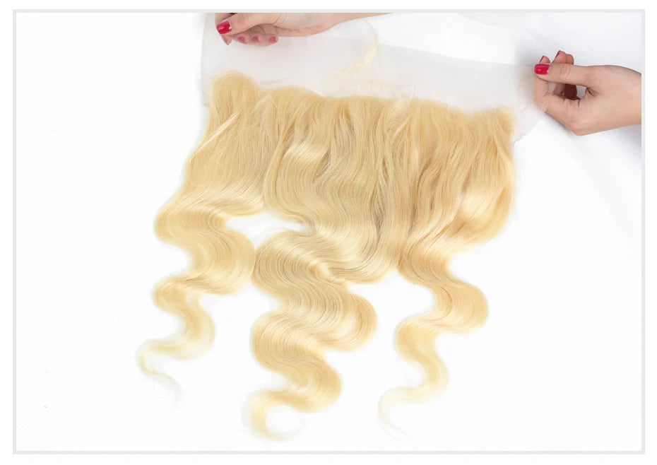613 Blonde Body Wave, 13x6 HD Lace Frontal Preplucked Brazilian Remy Human