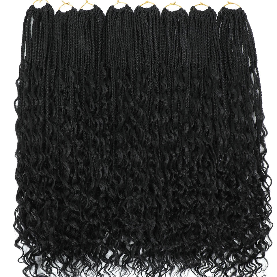 Boho Box Braids Crochet Synthetic Hair Goddess Curly Ends Bohomian