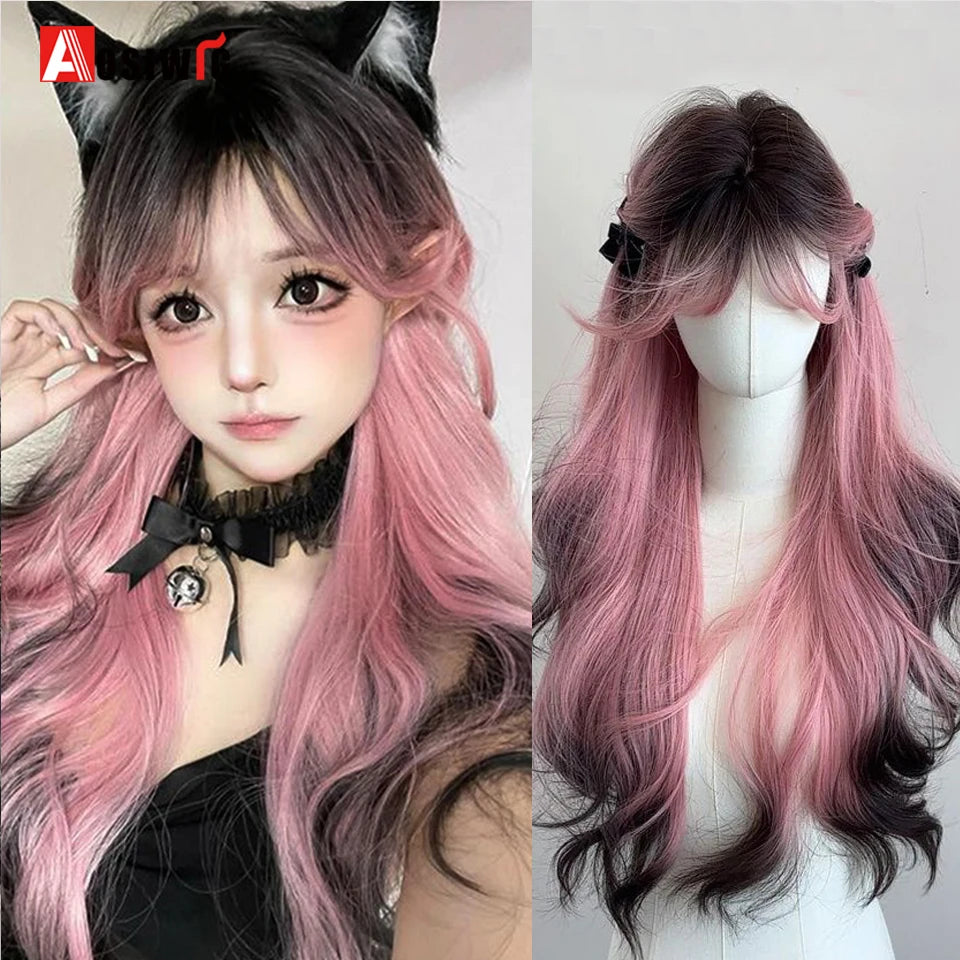 Blonde Twin Ponytail Princess Cut Natural Short Hair Synthetic Wigs Bangs Heat