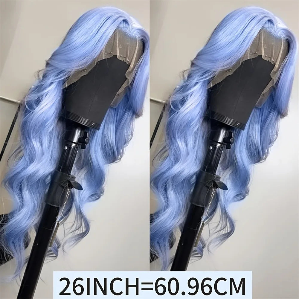 180% Density Brown Roots Ash Blonde Body Wave Lace Frontal Wig, 13x4, Ombre, Synthetic Blend