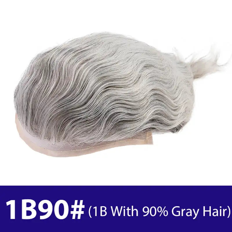 Breathable Mono Lace PU Base Hair Prosthesis Human Men's Wig Systems Natural