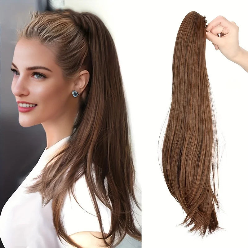 16Inch/20Inch Synthetic Wig Female Slightly Curver Ponytail Hair Extension Claw Clip in Ponytail Hairpice
