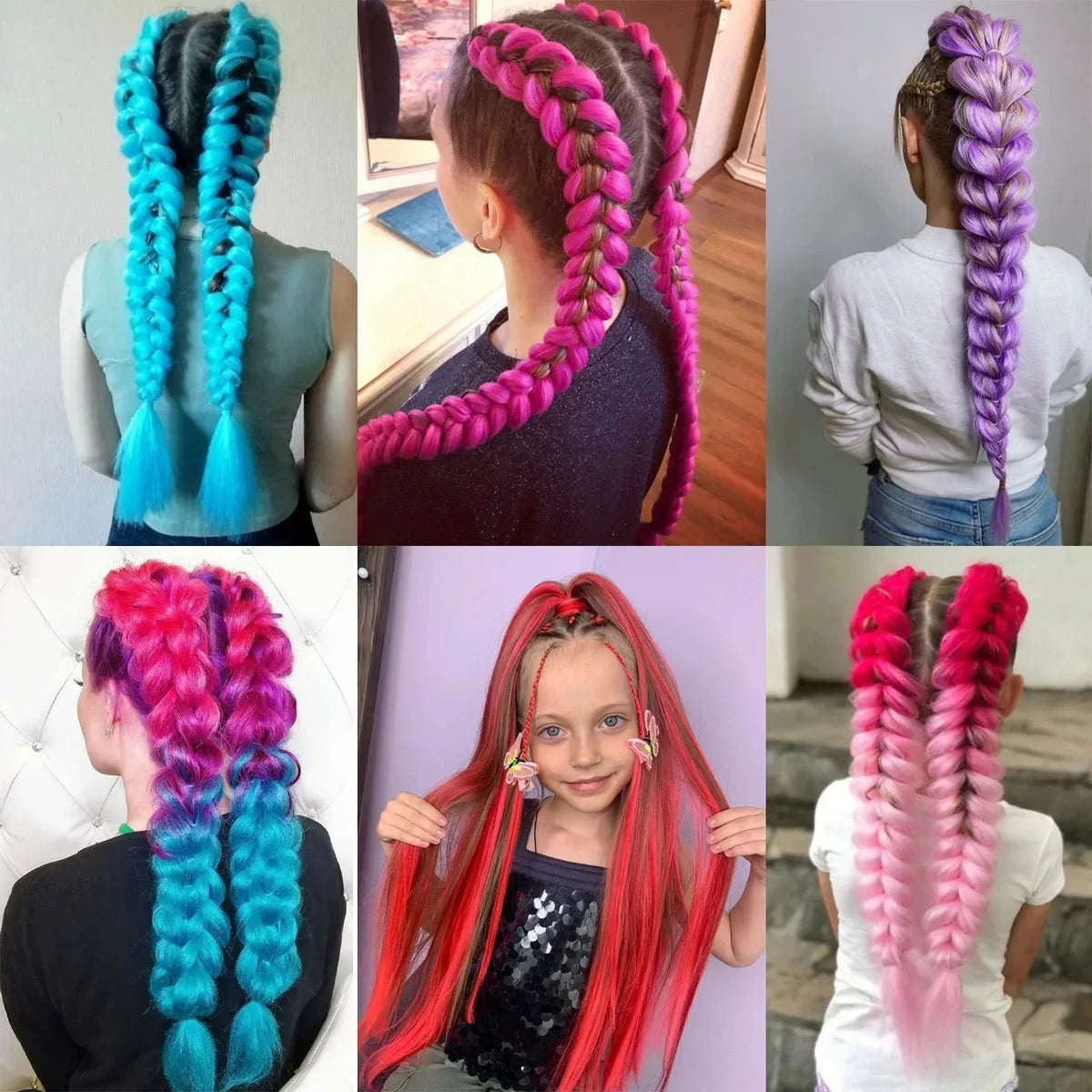 28 Inch Synthetic Long Straight Ponytail, Purple DIY Braided Ponytail with Rubber Band