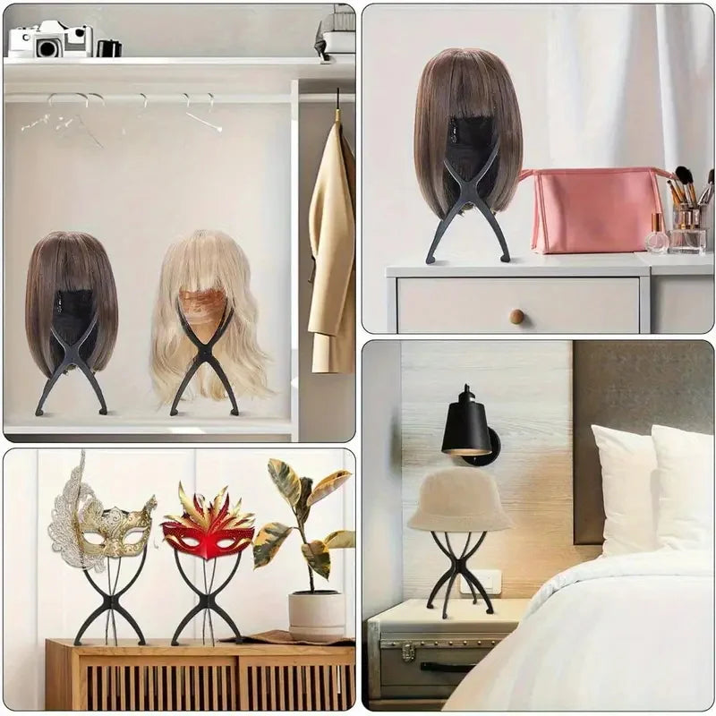 Folding Wig Stand Holder Plastic Adjustable Portable Hat Display Durable Mannequin Dummy