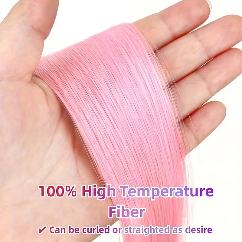 20Inch Synthetic Colorful 5pcs/set Clip Hair Extensions High Temperature Long Straight Hairpieces Daily Party Use