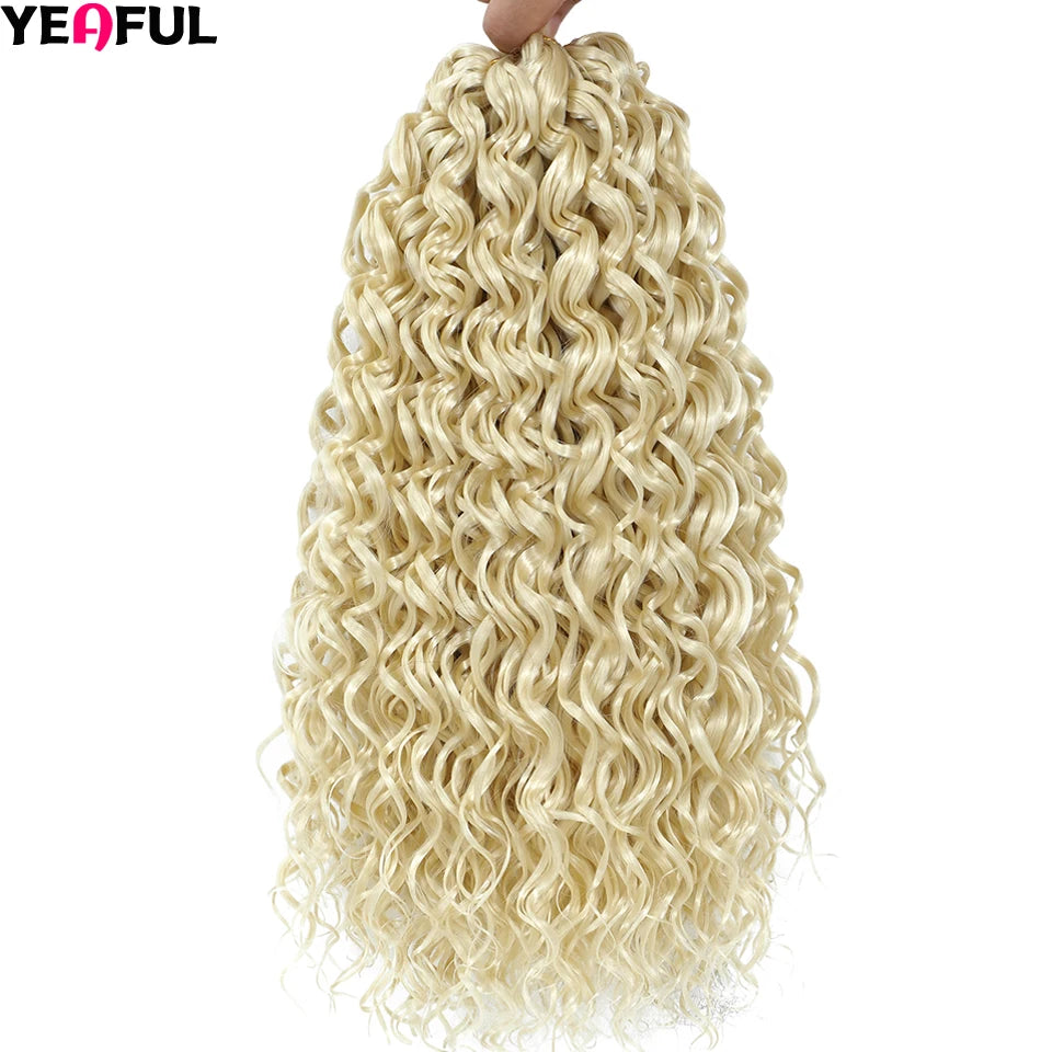 Curl Crochet Hair 14inch 1-8 Packs Ombre Brown Water Wave Curly Braiding