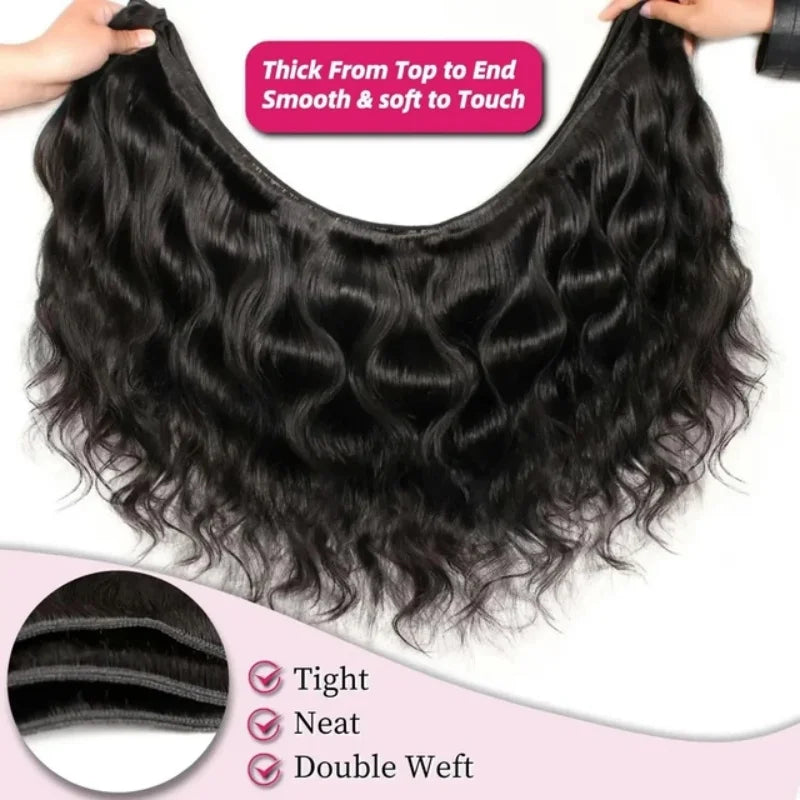 Body Wave Human Hair Bundles Natural Black Brazilian Virgin Weave 12A Unprocessed
