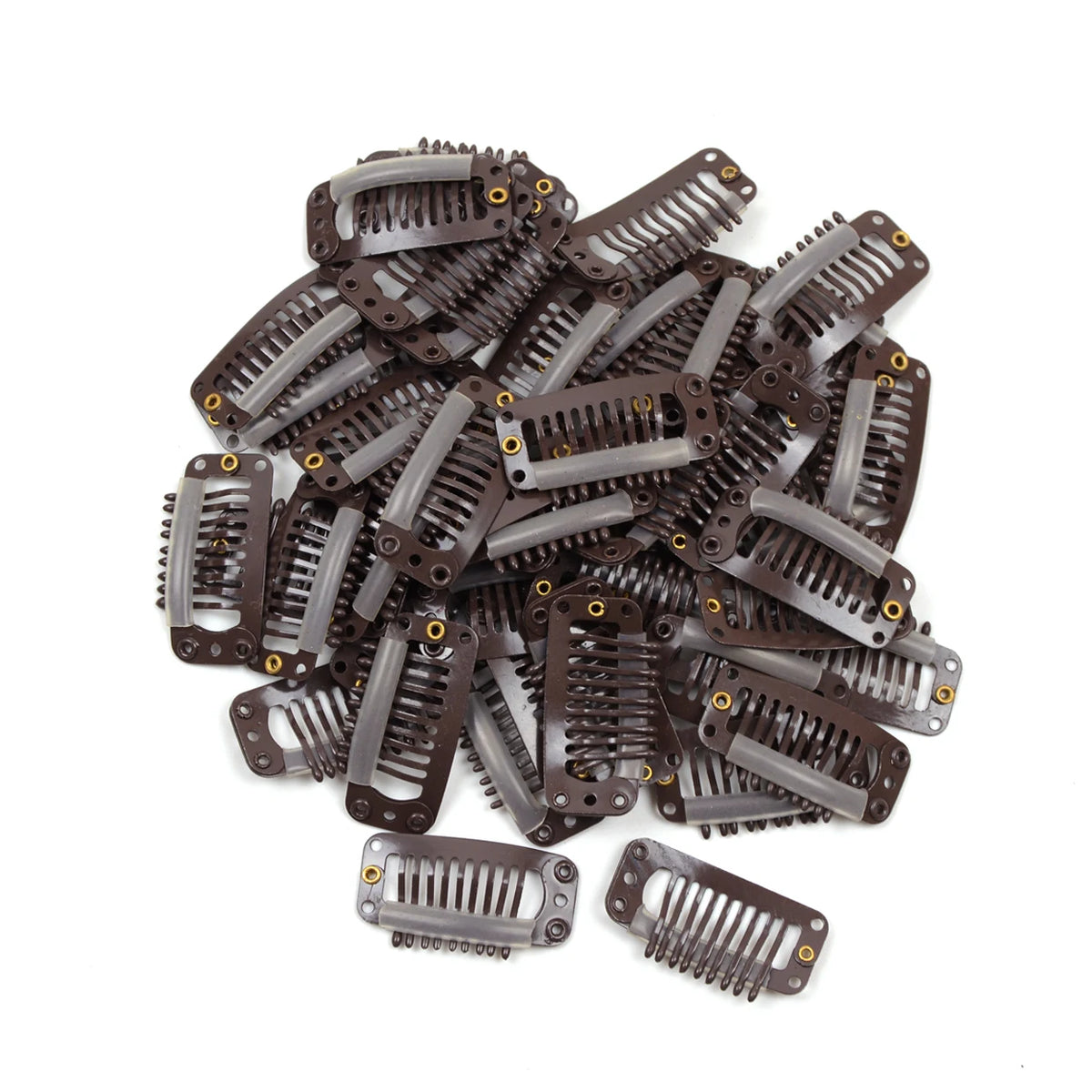 24 Pcs 9-teeth Beige/Brown/Black Hair Extension Clips Hair Extension Wigs Snap Clips Comb Small Snap Wig Accessories Clips