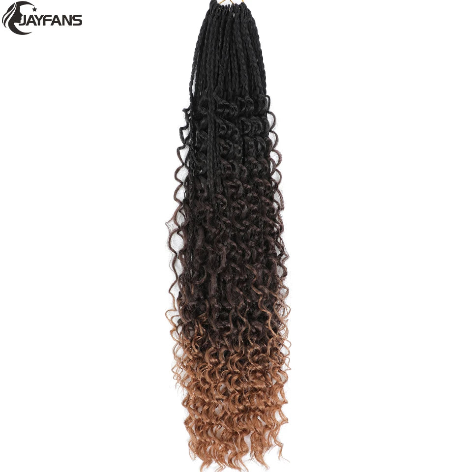 Boho Box Braids Crochet Synthetic Hair Goddess Curly Ends Bohomian