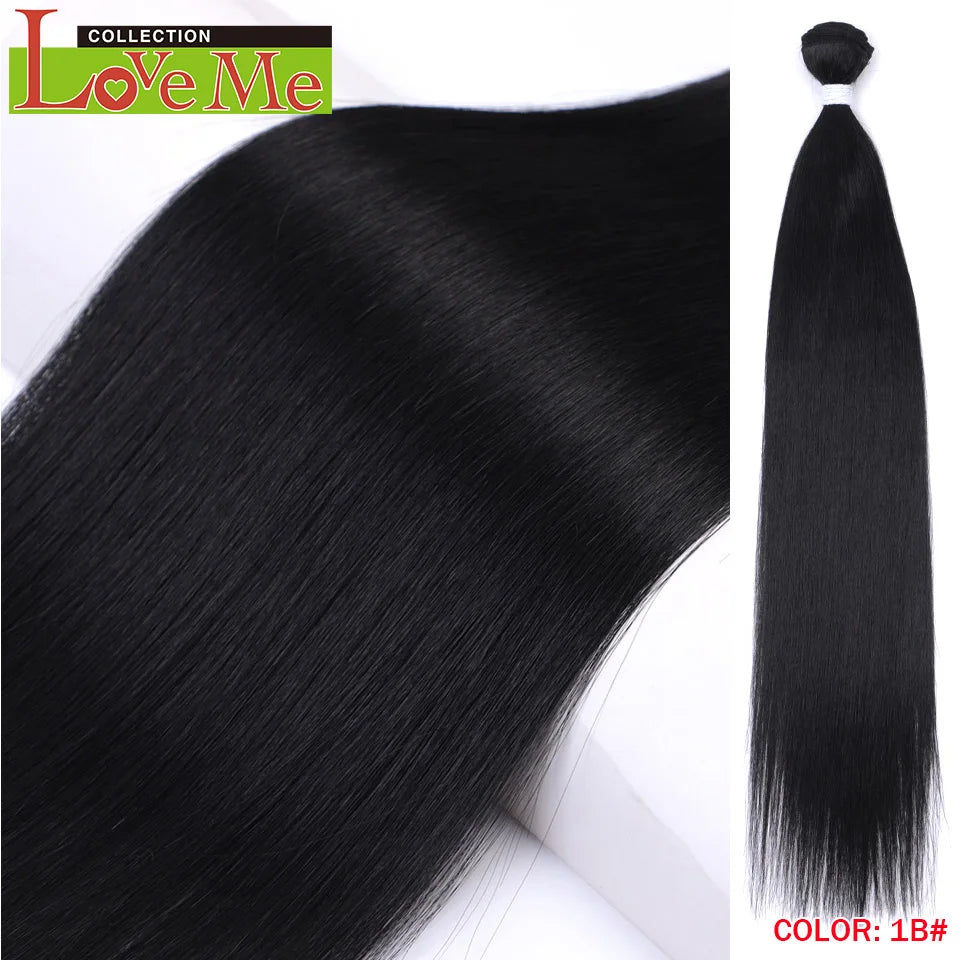 Yaki Straight Hair Extensions Salon Synthetic Bundles Temperature Fiber Ombre Blonde Fake