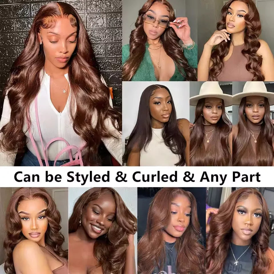 Brazilian Chocolate Brown, 13x4 HD Lace Front Wig Human Hair Body Wave