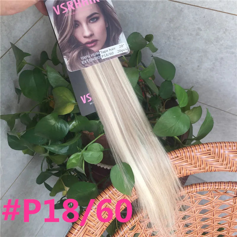 Piano Color Tape In Human Hair Extensions 100% Human Hair Tape Ins Length 14-24inch 2g/sheet 20pcs/pack
