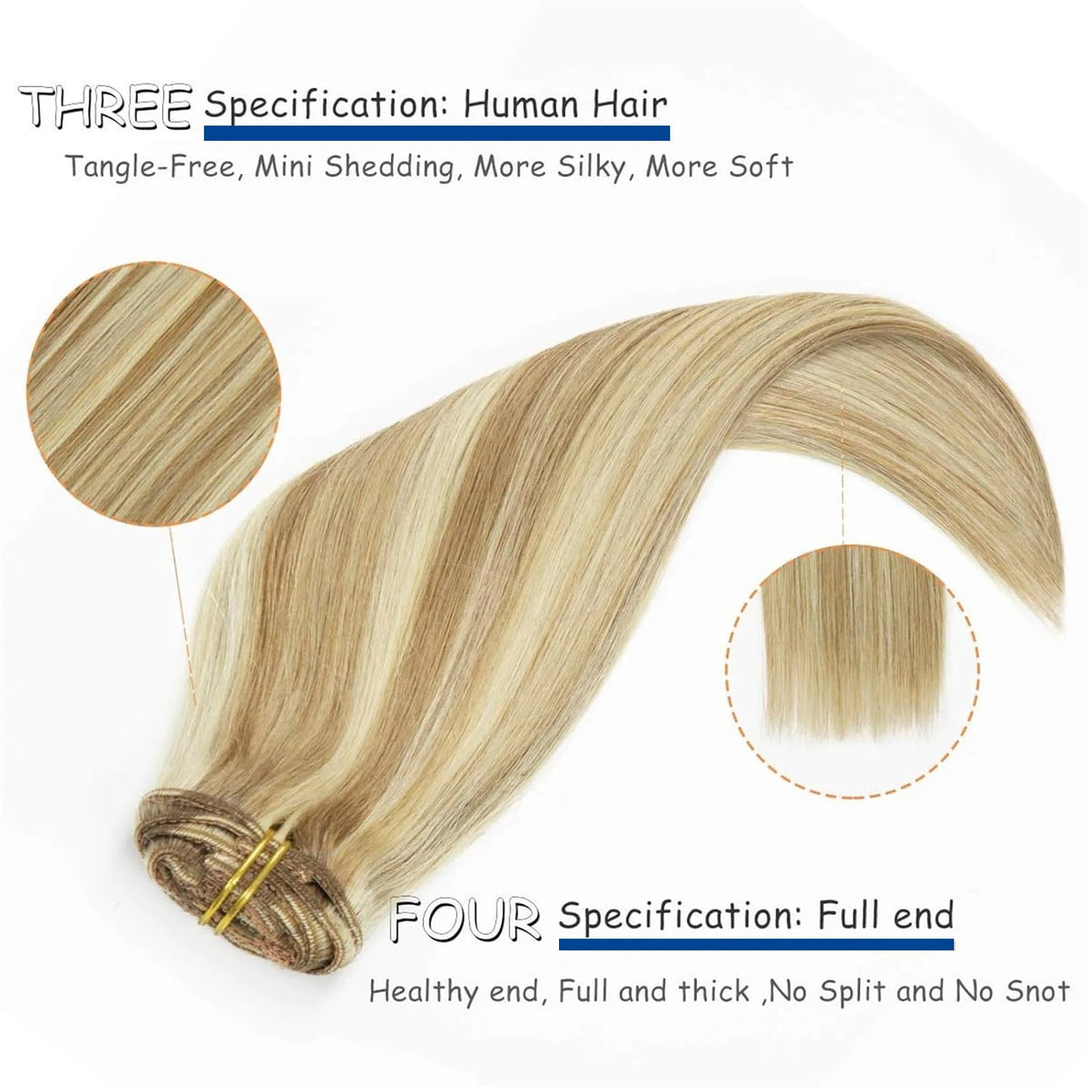 Clip in Hair Extensions Chestnut Brown Double Weft Thick 120G Silky Straight