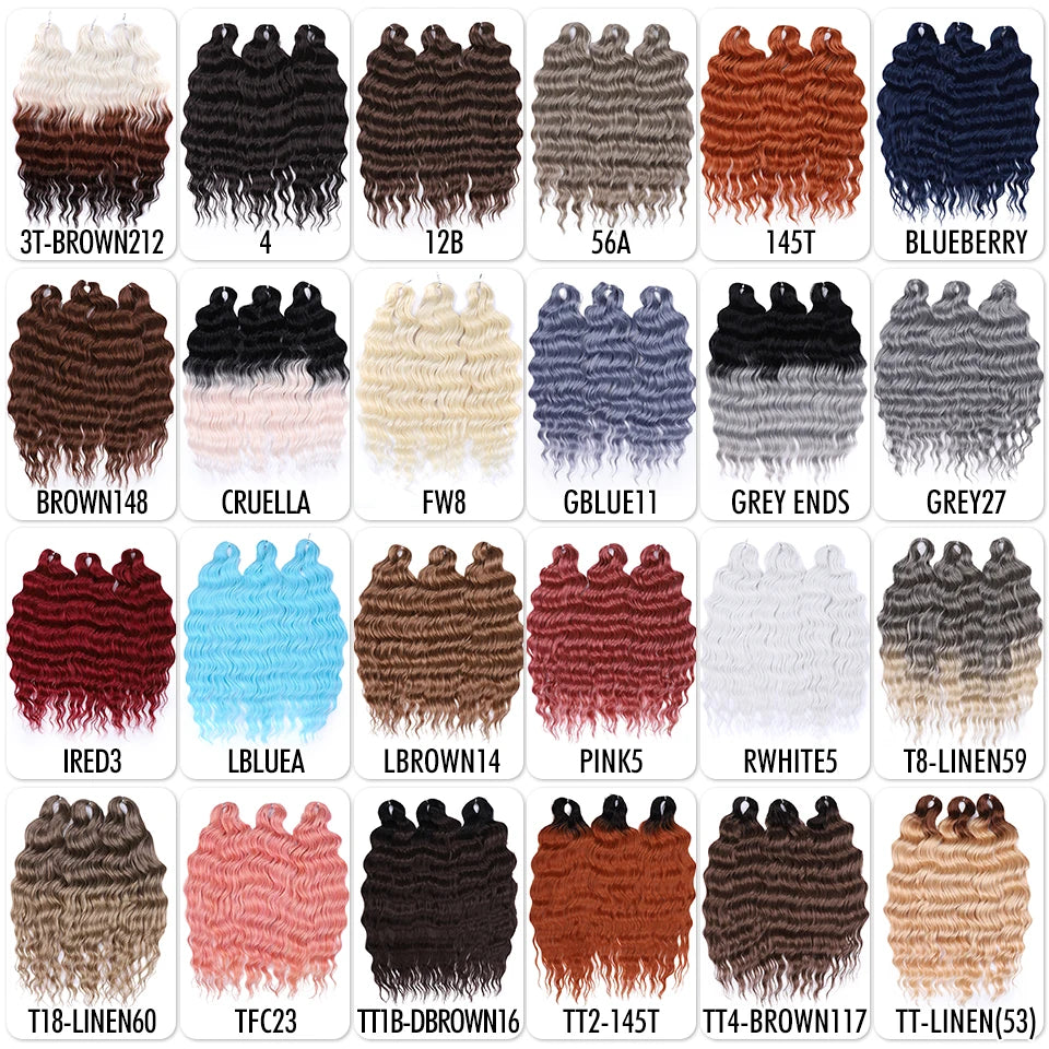 Loose Deep Wave Synthetic Braiding Hair Extensions - 24 Inch Water Wave, Ombre Blonde Twist Crochet