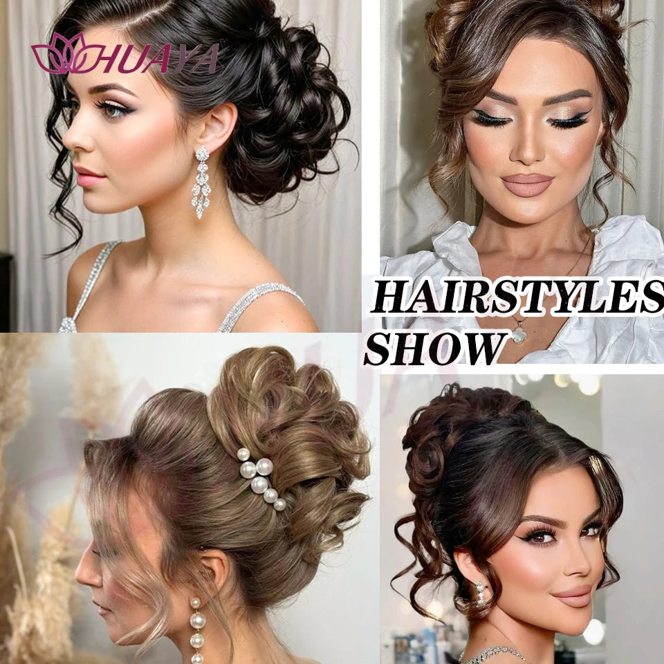 Synthetic Messy Wavy Chignon Black Blonde Hair Bun Hairpiece Extension Fake Comb