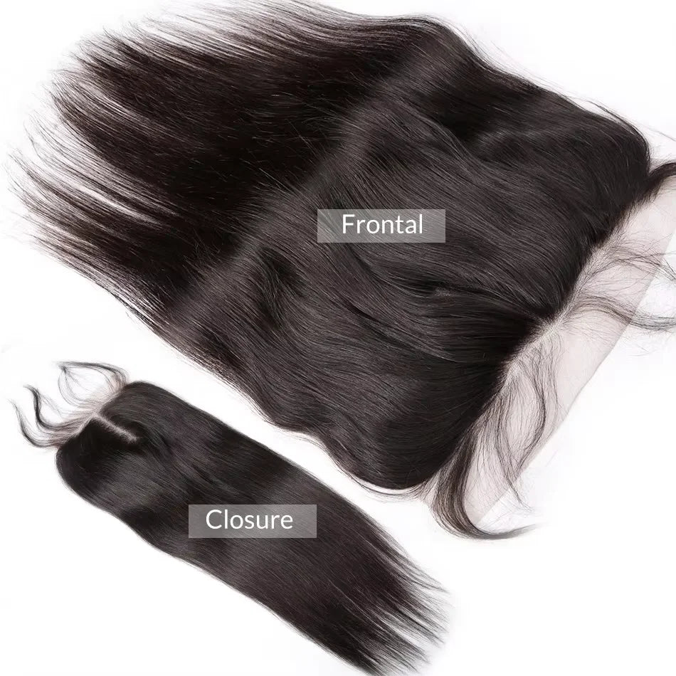 Raw Indian Straight Human Hair Bundles Closure Invisible Melt Skin, 4x4 HD
