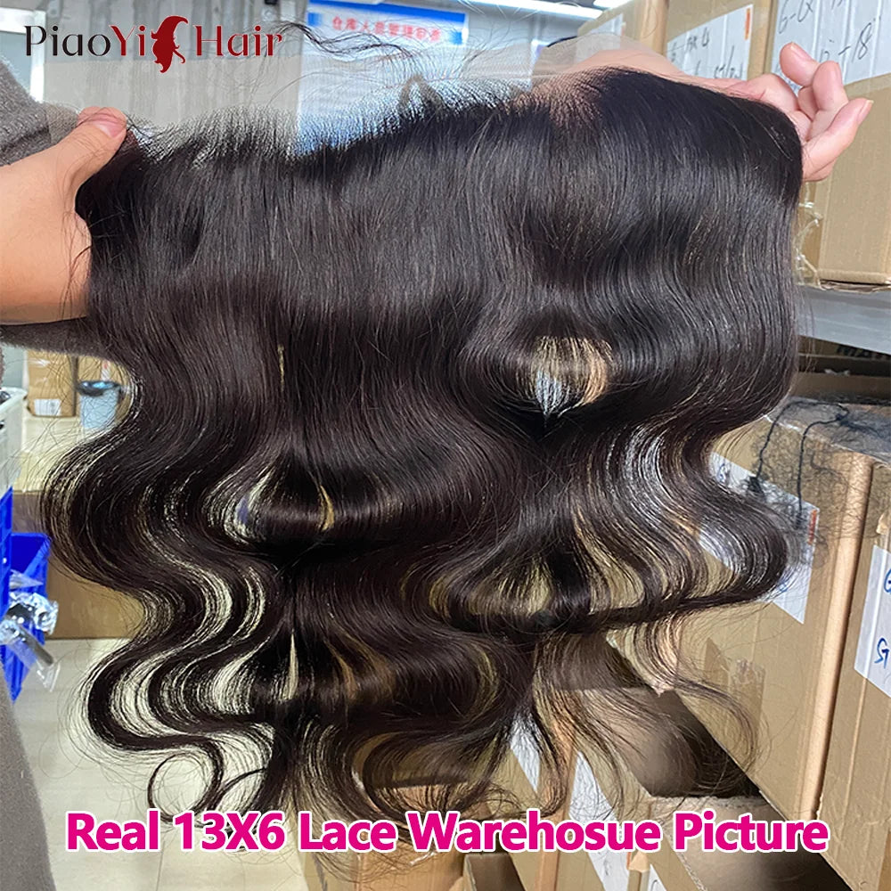 Body Wave Human Hair Bundles Closure Transparent, 13x4 13x6Lace Frontal 100% Raw