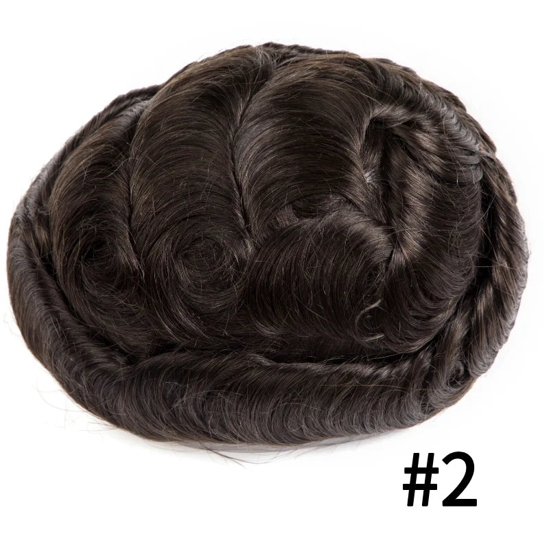 Male Hair Prosthesis Lace PU Base Breathable Natural Hairline Natural Human Hair Toupee Man Wig