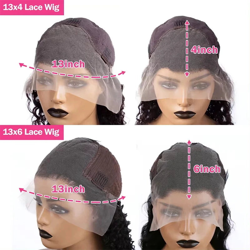 Body Wave Human Hair Lace Frontal Wigs 30inch Brazilian, 13x6 Loose Transparent