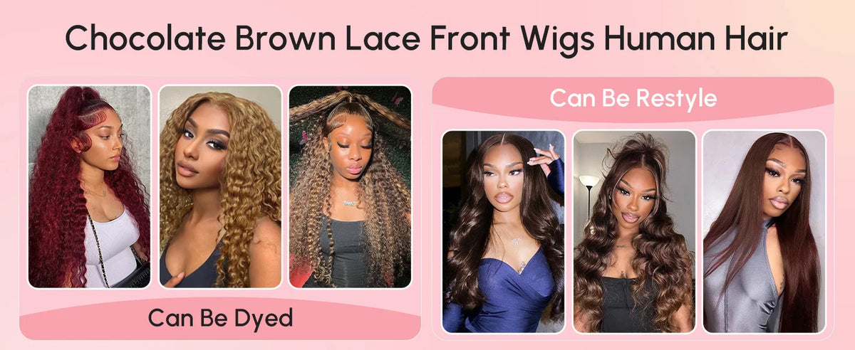 250%Density Chocolate Brown Curly Wigs, 13x6 HD Lace Front Human Hair Deep