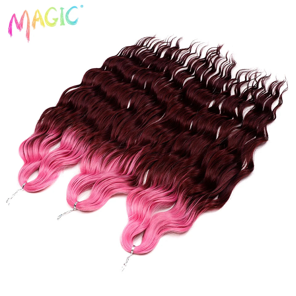 Water Wave Braiding Hair Extensions Ombre Blonde Deep Afro Curl Twist Crochet