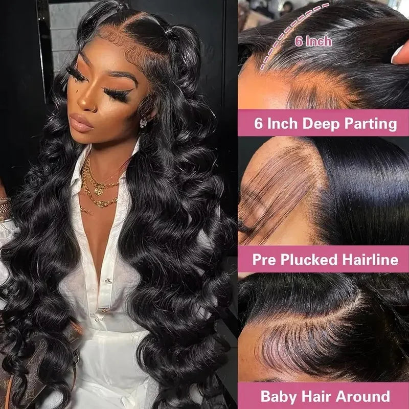 Body Wave 13x6 HD Lace Front Human Hair Wig, 250% Density, Pre-Plucked Glueless