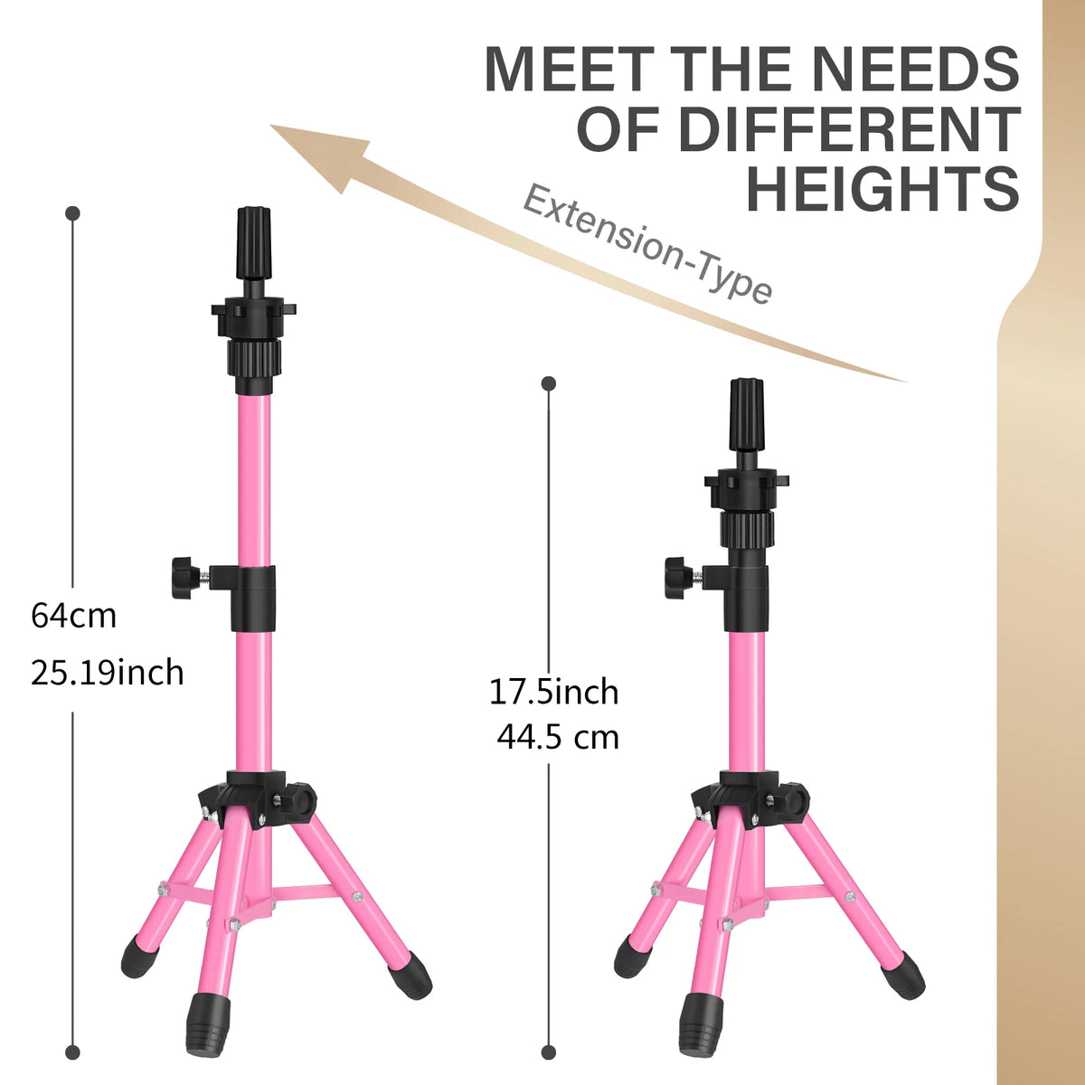 21/22/22.5/23/24" Wig Block Head Tripod Stand Mannequin Holder Set & Cap T-pins