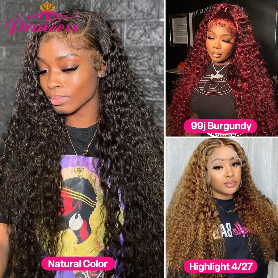 13x4/13x6 HD Transparent Lace Front Human Hair Deep Wave Wig, Pre-Plucked Brazilian, with Baby Hair