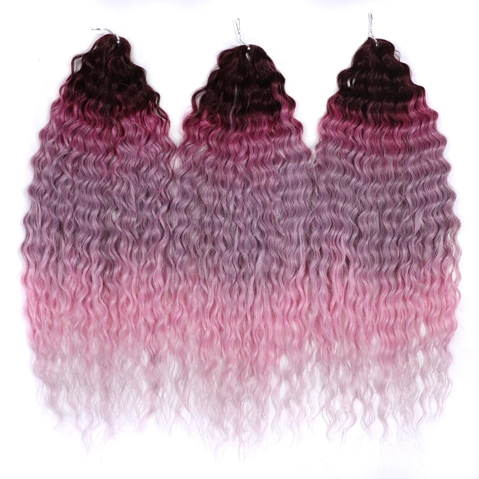 Synthetic Twist Crochet Curly Hair Water Wave Braid Ombre Blonde Brown Deep