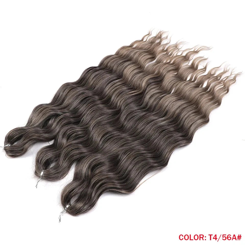 Synthetic Loose Deep Wave 24" Braiding Hair Extensions Water Braid Ombre Blonde