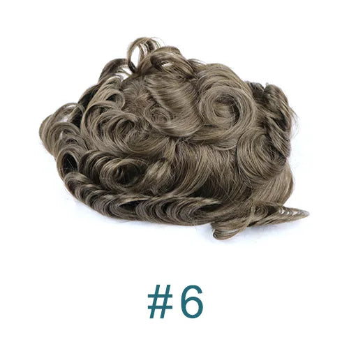Men's Platinum Blonde 100% Human Hair V-looped PU 120-130% Density Toupee for Men 0.06-0.08mm Skin Base Hair Prosthesis System