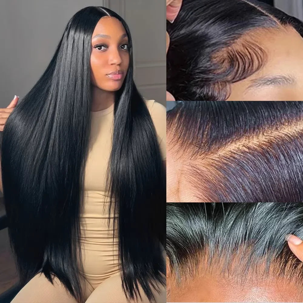 Invisible Strap Full Lace Glueless Wig Human Hair Straight, 13x4 HD Front