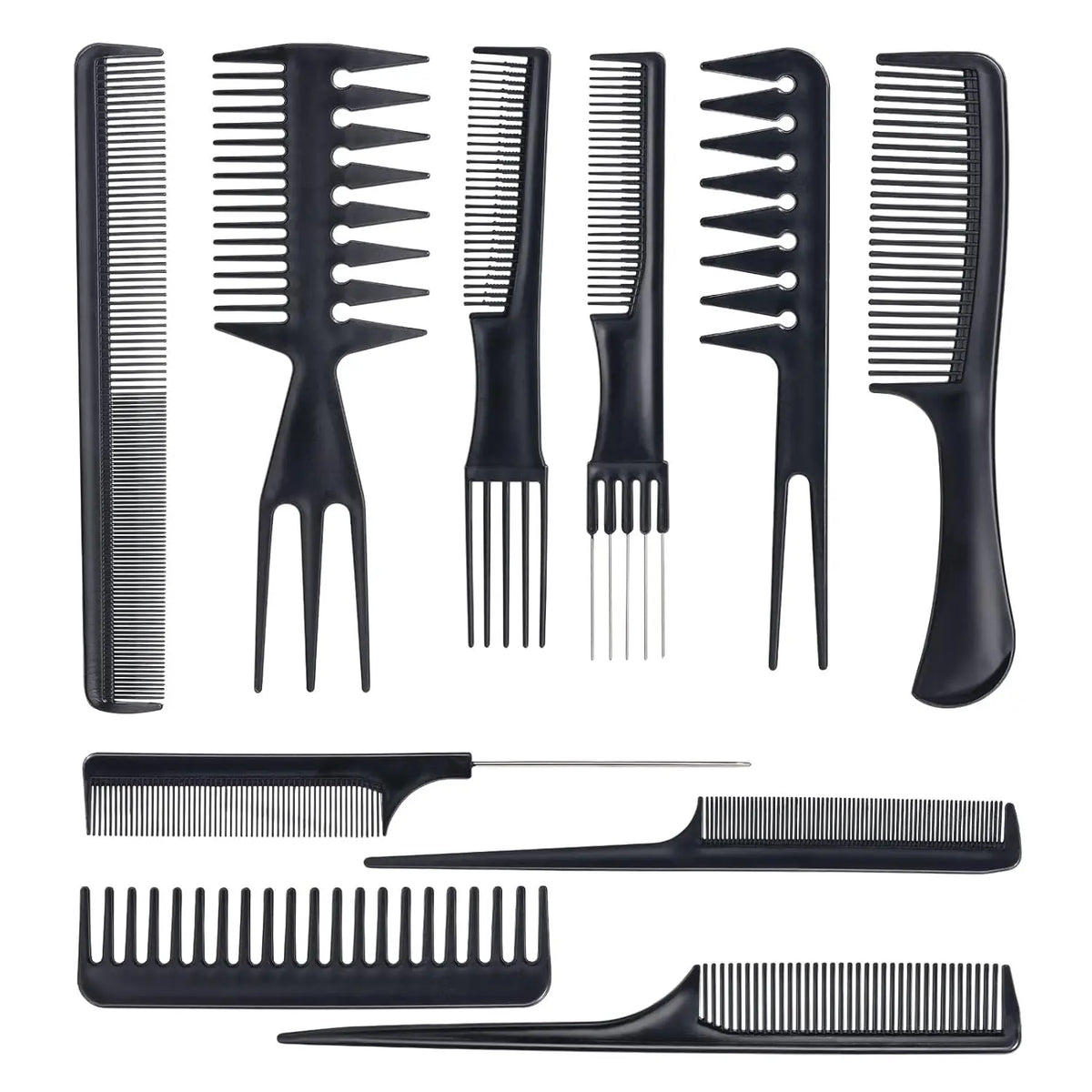 Hairdressing Comb and Clip Set, 10 Pieces, Anti-Static, Salon Stylist