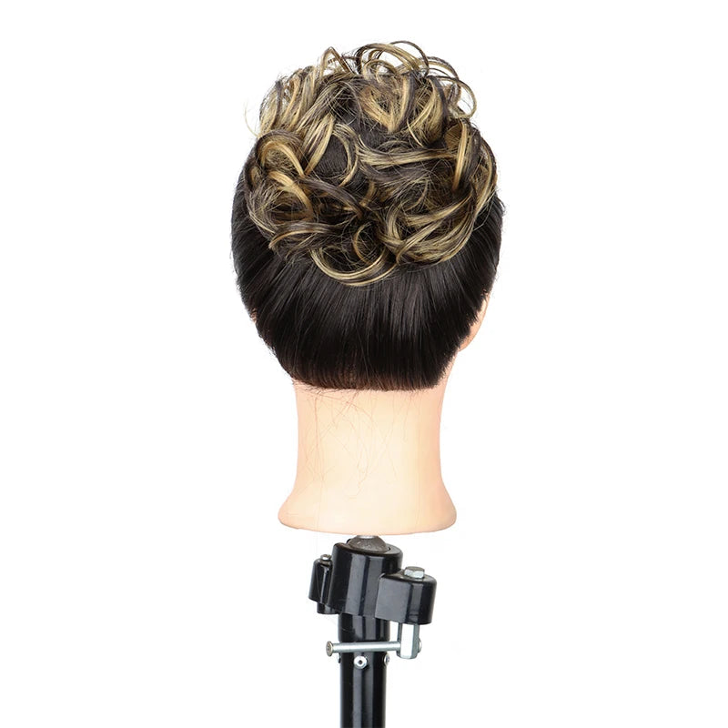 Synthetic Messy Bun Chignon Donut Hair Piece - Blonde Brown, Elastic Scrunchie Bun Pad