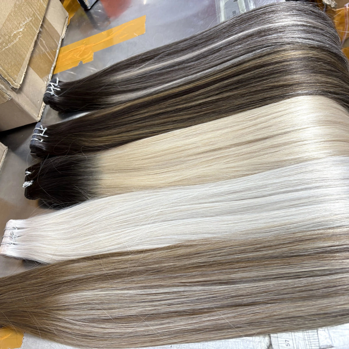 Tape in Vietnamese Virgin Human Hair 50g/ Colored Straight Extensions Skin Weft
