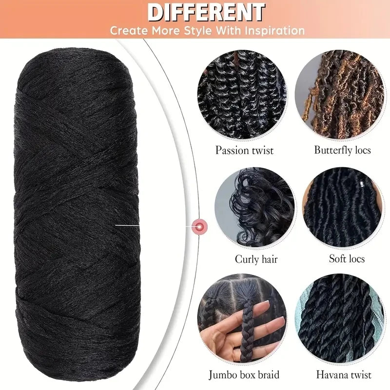 3-12Rolls Black Brazilian Wool Hair Acrylic Yarn For African Synthetic Crochet Hair Jumbo Braids Braids Twist Wraps70G/Roll
