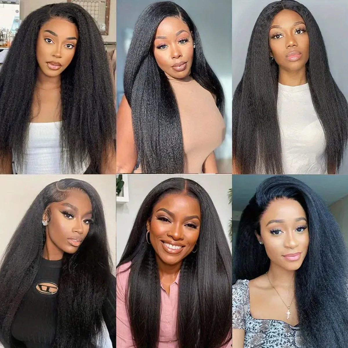 180% Half Wigs Human Hair Kinky Straight Machine Made Upgrade in Drawstring