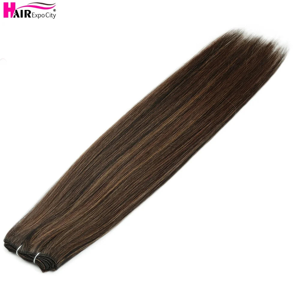 Bone Straight Synthetic Hair Bundles Ombre Blonde Weft Super Long Weave Extensions