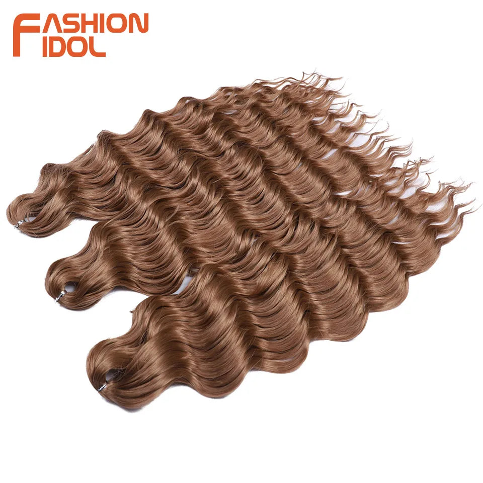 Loose Deep Wave Synthetic Braiding Hair Extensions - 24 Inch Water Wave, Ombre Blonde Twist Crochet
