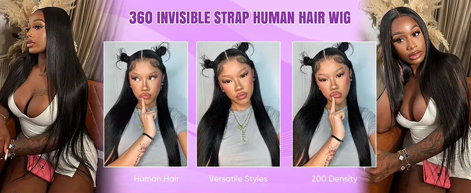 Straight Human Hair Wig Full Lace, 13x6 HD Transparent Frontal Closure Pre