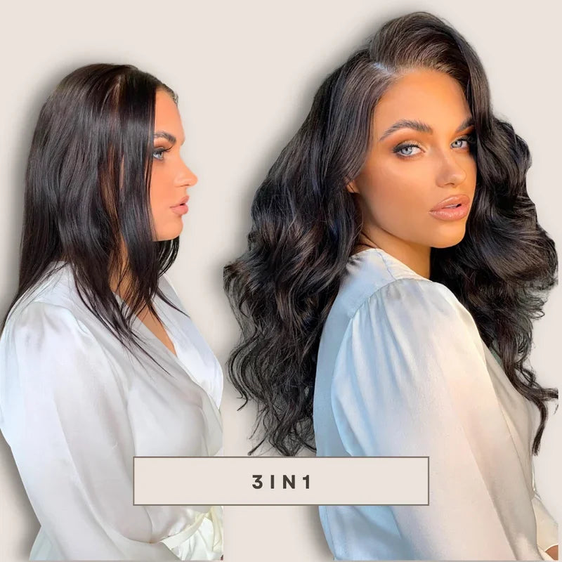 100% Human Hair Topper Machine Made Clip-in Hairpiece Wig Volume Colors Fast