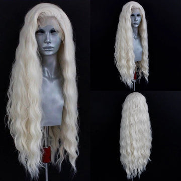 Platinum Blonde Wave Synthetic Lace Front Wig, Long, Loose Curl, Cosplay