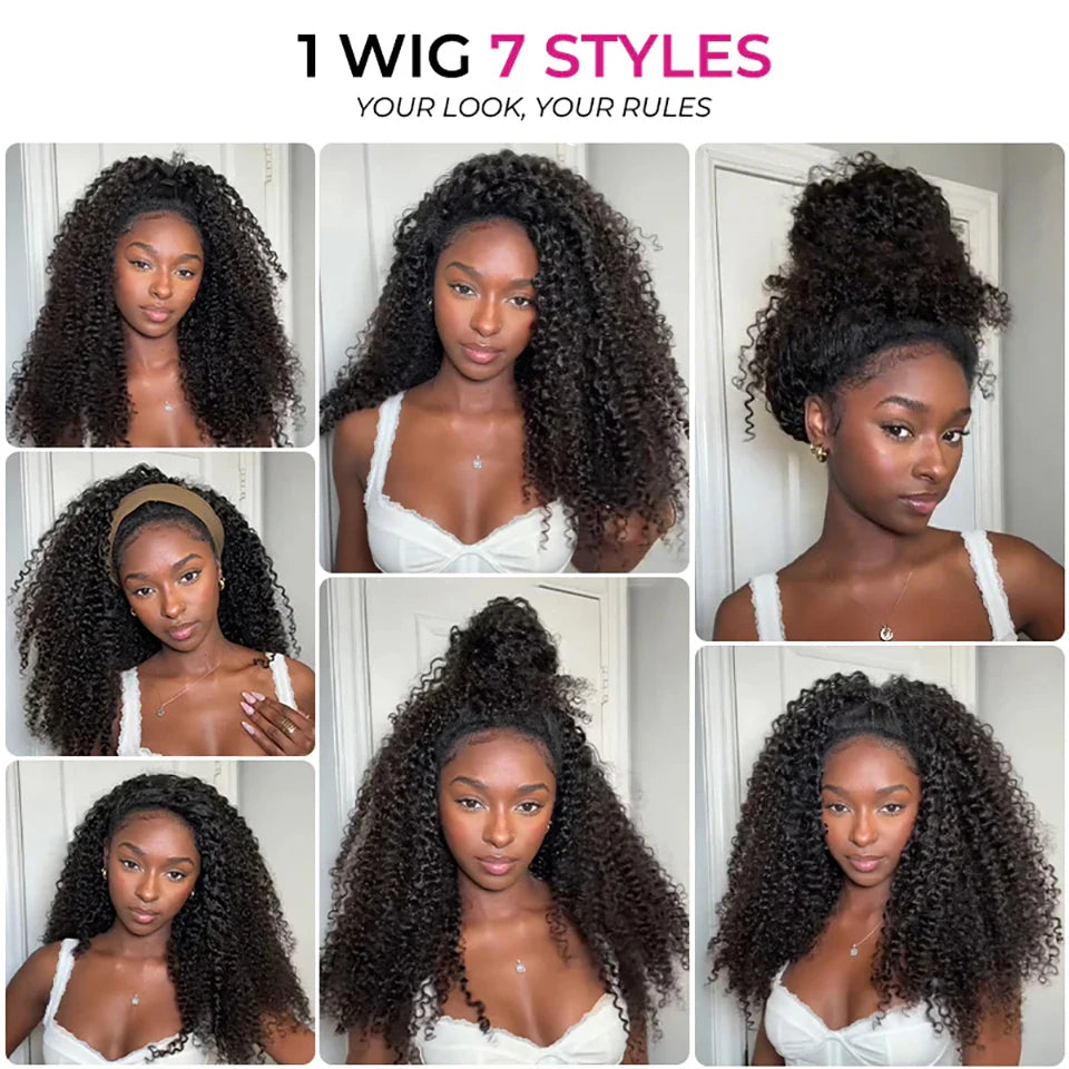 Burmese Curly Human Hair Half Wig — Glueless 3-in-1, 300% Density