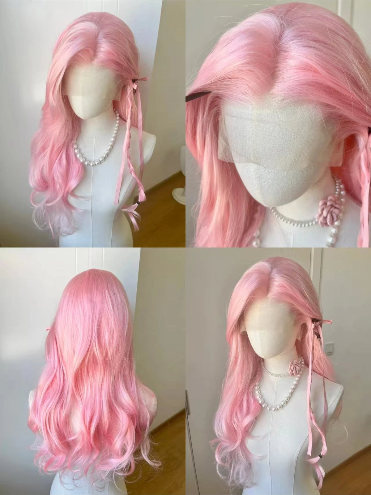 Body Wave Lace Front Wig Pink Purple Red Cosplay 26inch 13*4 Frontal
