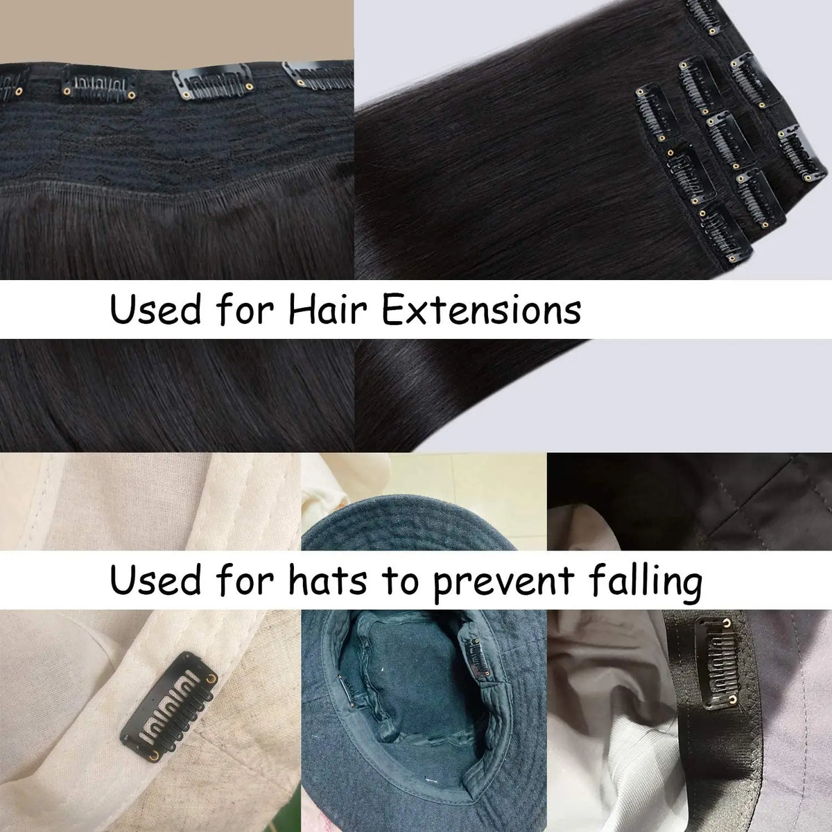 2.3cm-3.6cm Black Brown Color Wig Clips Snap Hair Extension Weft Pp Hairpins