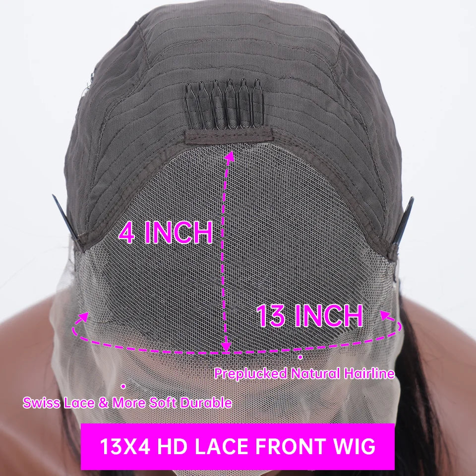 Body Wave 13x6 HD Lace Front Human Hair Wig, 250% Density, Pre-Plucked Glueless