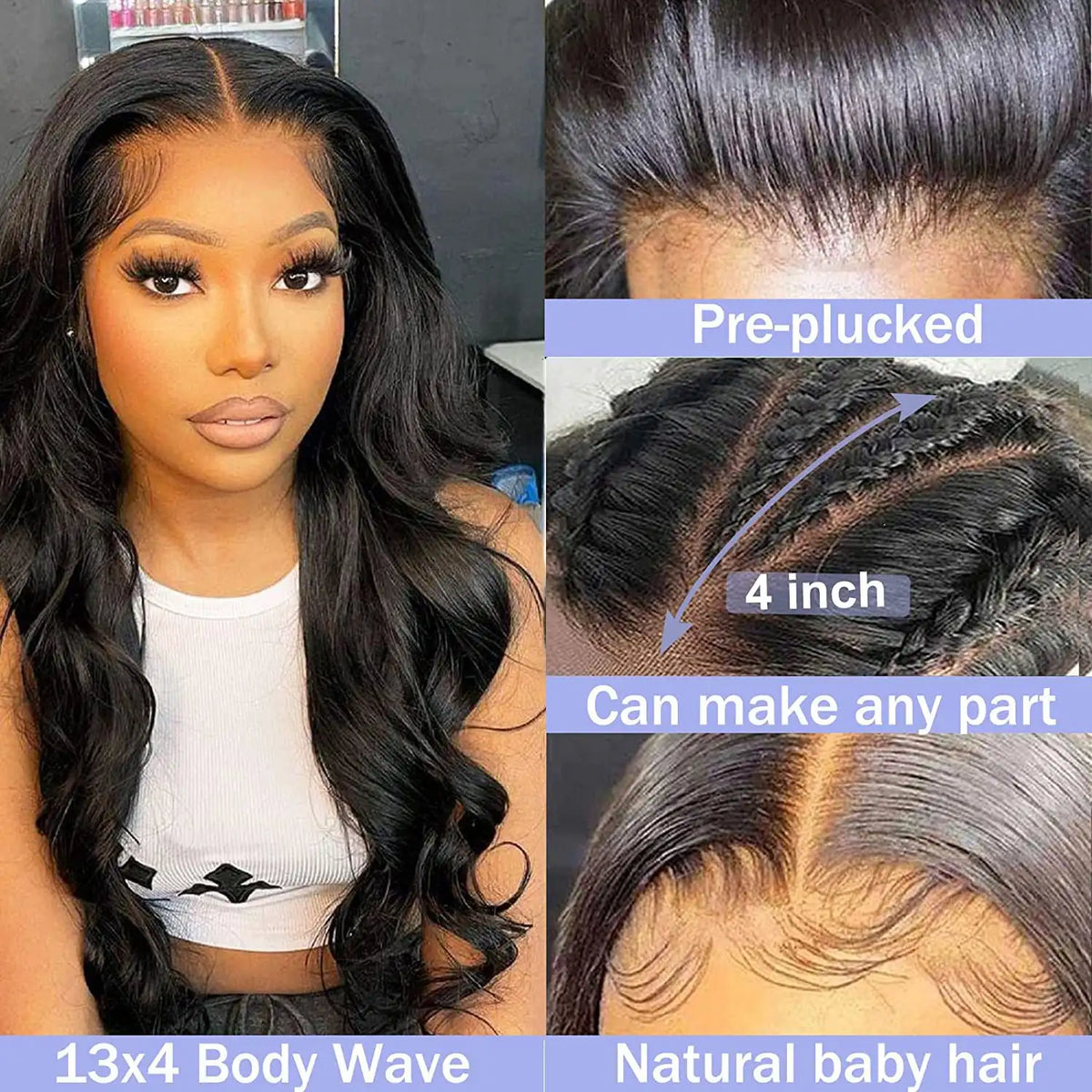 13X4 Lace Frontal Human Hair Wigs 28 Inch Brazilian Body Wave Lace Front Wig Pre-plucked Hairline with Baby Hair Wigs
